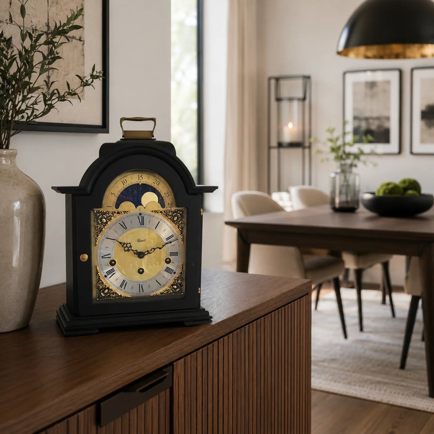 Hermle Table Clock 30x21x14 cm Wood • Westminster Chime • Moon Phase Display