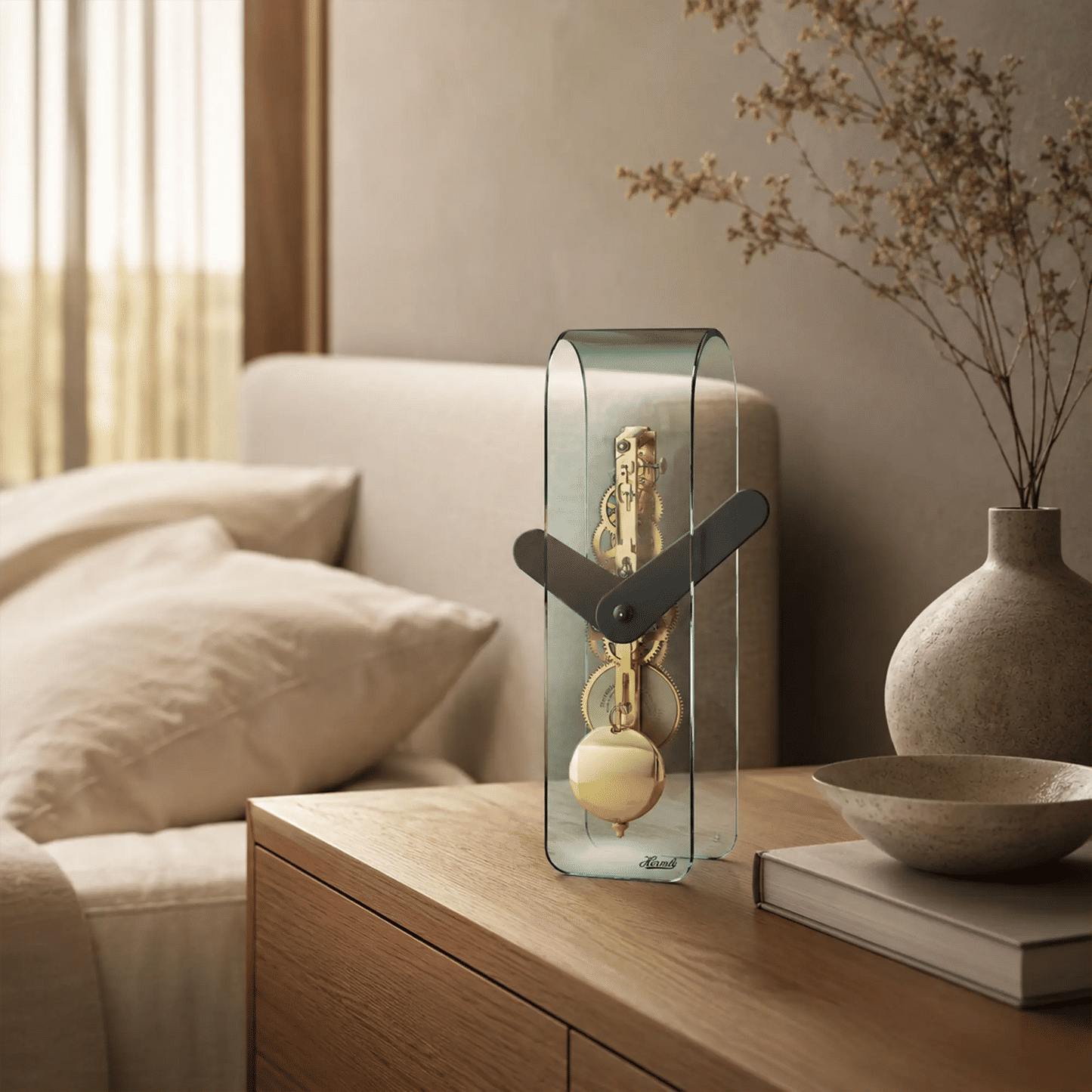 Hermle Table Clock 22.9x7x7.8 cm Acrylic • Visible Movement • Made in Germany