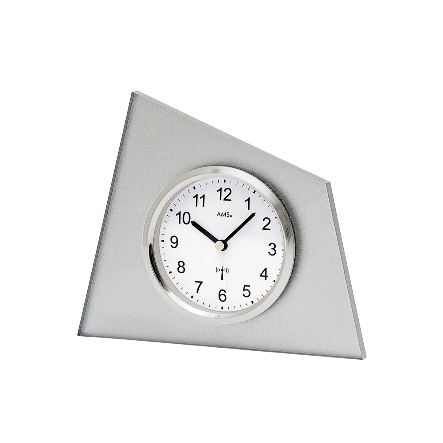AMS F5175S Table Clock Silver • Radio-Controlled • Mineral Glass and Aluminum Front