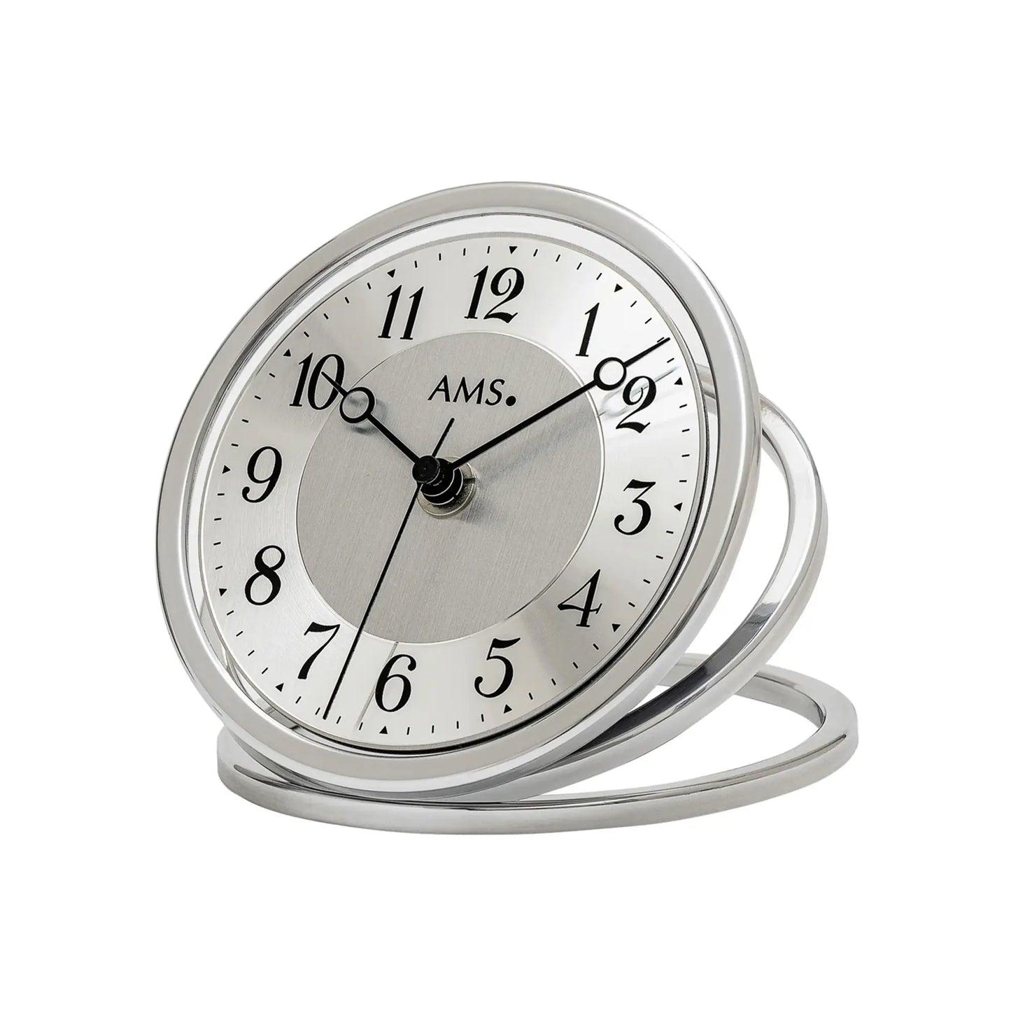 AMS Radio-Controlled Table Clock F5178 Silver • Radio-Controlled Movement • Mineral Glass
