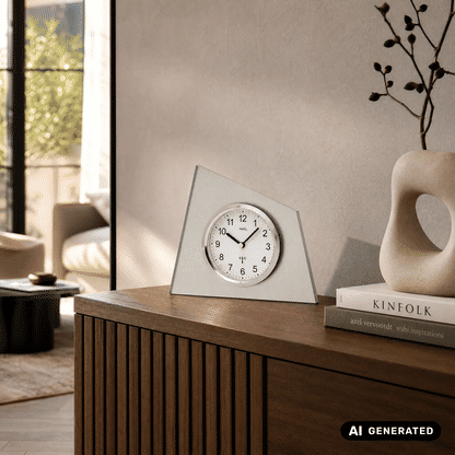 AMS F5175S Table Clock Silver • Radio-Controlled • Mineral Glass and Aluminum Front
