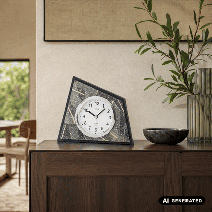 AMS F5177 Table Clock Natural Tree Leaf • Radio-Controlled Movement • Swarovski Glass Crystals