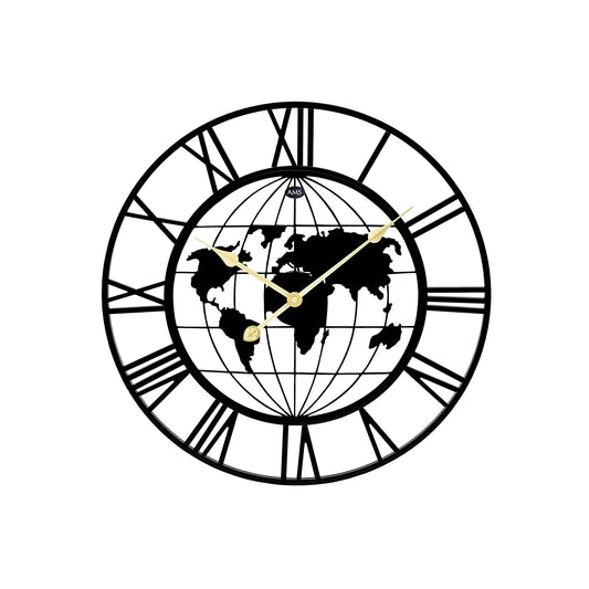 AMS Design W9702 Wall Clock • XXL Metal Case Ø 60 cm • World Map Motif