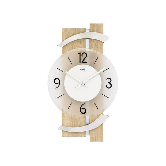 AMS Design W9546 Wall Clock • Sonoma Wood & Aluminum • Silent