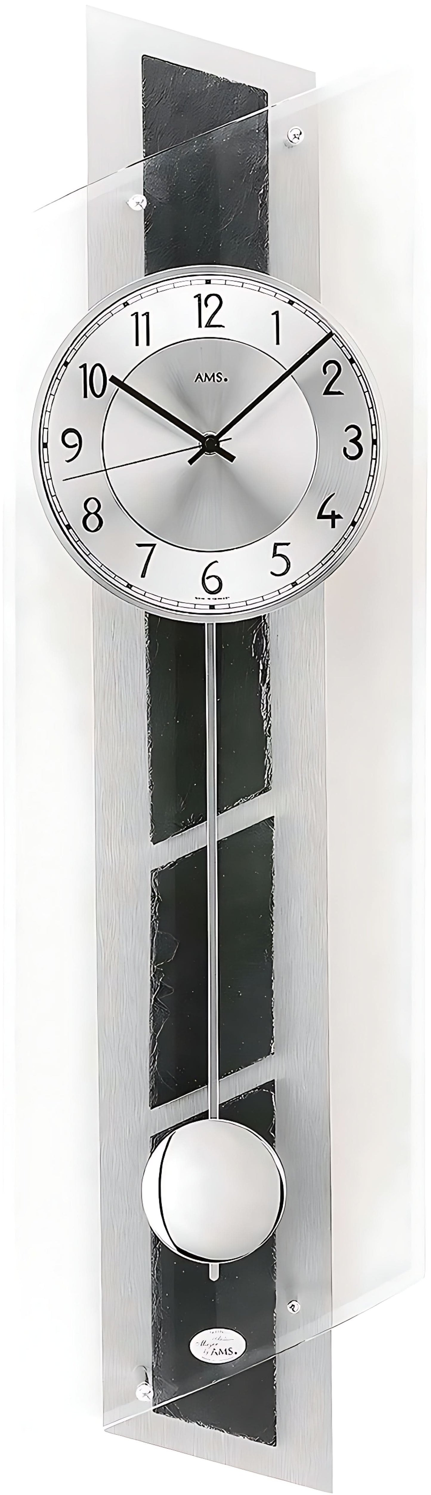 AMS Wall Clock 84x24x10 cm Aluminum • Radio-Controlled • With Pendulum