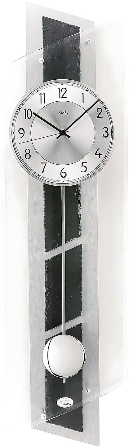 AMS Wall Clock 84x24x10 cm Aluminum • Radio-Controlled • With Pendulum