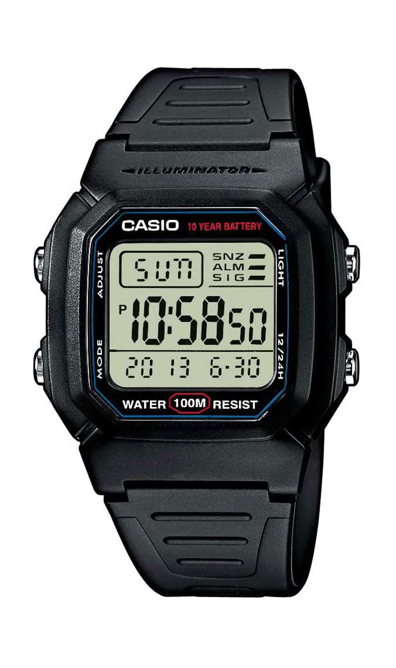 Casio Collection W-800H-1AVES Men's Watch • 10-Year Battery • 100m Water Resistant