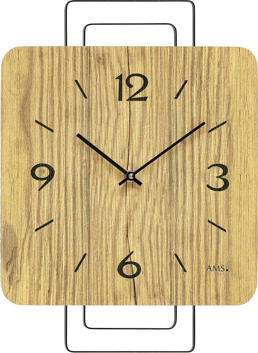 AMS Wall Clock 42x23x5 cm Wood • Precise Quartz Movement • Modern Design