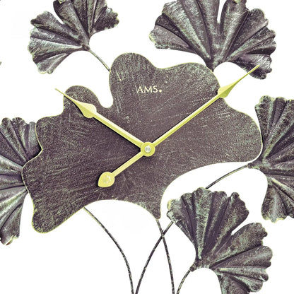 AMS Design W9704 Wall Clock • Ginkgo Metal Design • Quartz Movement