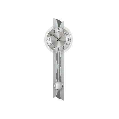 Zegar wahadłowy AMS W7216, zegar ścienny, srebrny • mechanizm kwarcowy z wahadłem • szkło mineralne