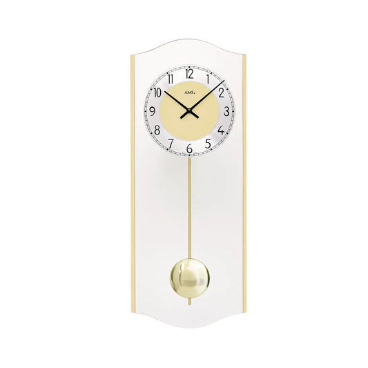 AMS W7479 Wall Clock Brass • Quartz Pendulum Movement • Mineral Glass