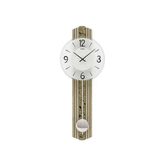 AMS W7489 Wall Clock Sonoma • Quartz Pendulum Movement • Faceted Mineral Glass