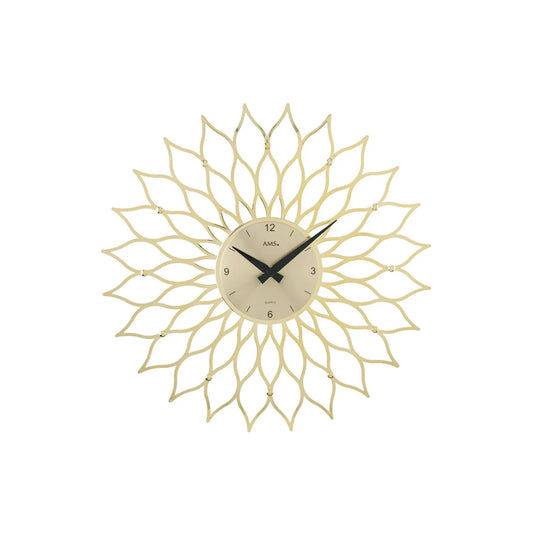 AMS Blossom W9359 Wall Clock White • Decorative Floral Design • Mineral Glass