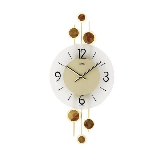 AMS W9389 Wall Clock Brass • Quartz Movement • Decorative Metal Accents