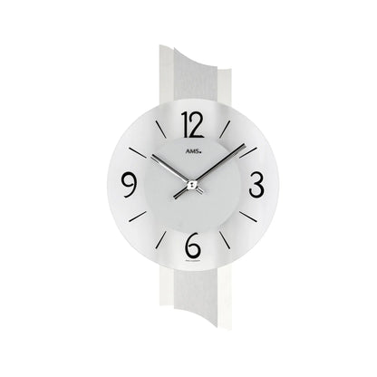 Zegar ścienny AMS W9394 łupek/aluminium • mechanizm kwarcowy • szkło mineralne