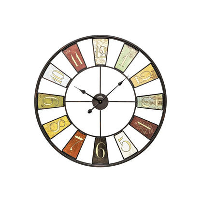 Zegar ścienny AMS W9488 srebrny • mechanizm kwarcowy • szkło mineralne