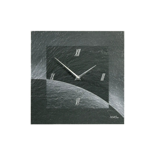 AMS W9518 Wall Clock Natural Slate • Quartz Movement • Airbrush Design