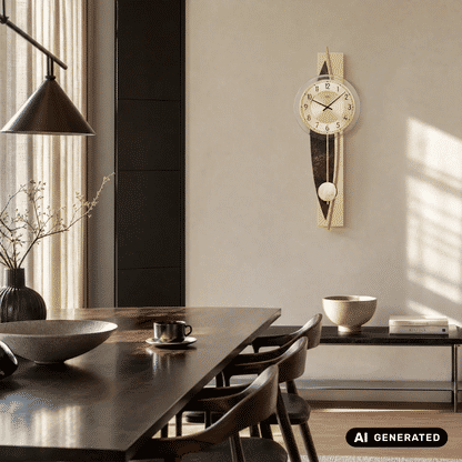 AMS Design W7453 Wall Clock • Quartz Pendulum Movement • Brass Details