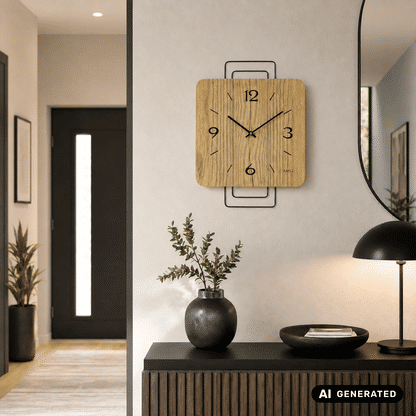 AMS W9700 Wall Clock Wild Oak • Quartz Movement • Metal Design