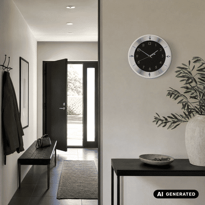 Zegar ścienny AMS W9449 srebrny • Fasetowane szkło mineralne • Szlifowane aluminium