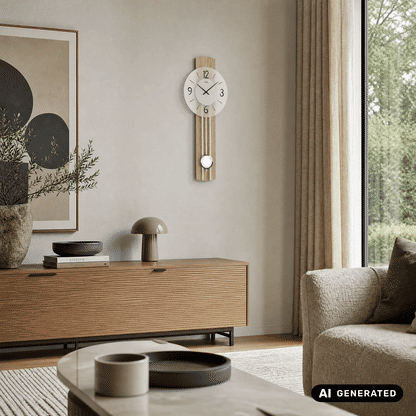 Zegar ścienny AMS W7274 dąb Sonoma • mechanizm kwarcowy z wahadłem • szkło mineralne