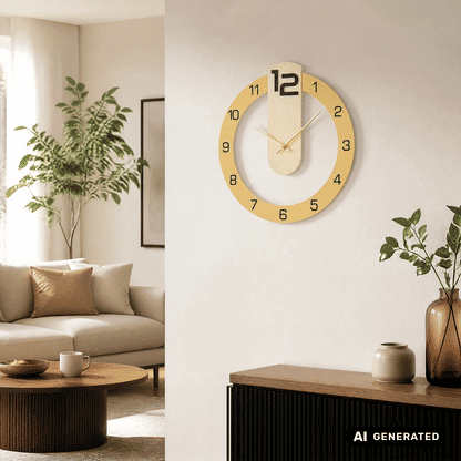 Wanduhr mit geschwungenem Gehäuse, 3D-Ziffern und hellem Zifferblatt