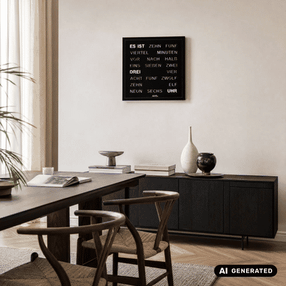 AMS T1265 Wall Clock Black • Word Clock with LED Display • 220V Mains Powered