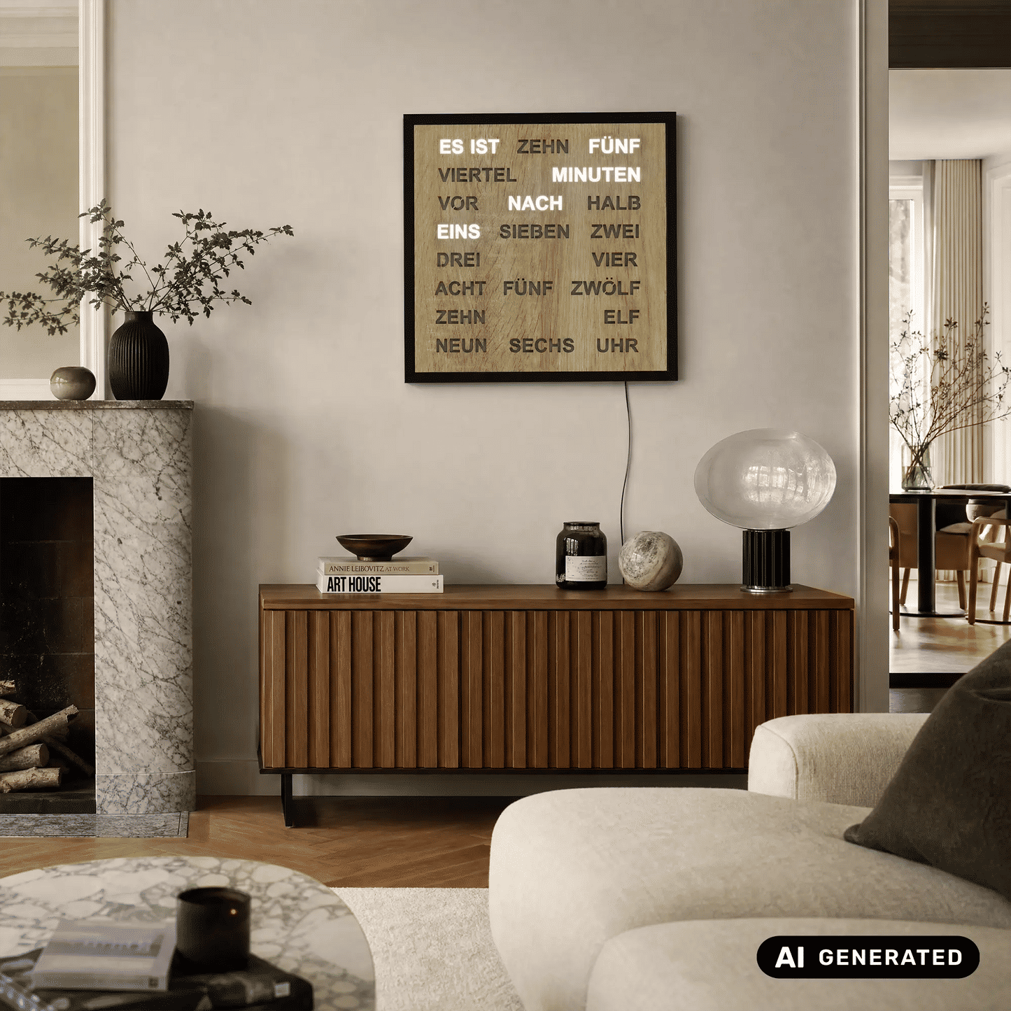 AMS T1267 Sonoma Wall Clock • Word Clock with LED Display • 220V Mains Powered