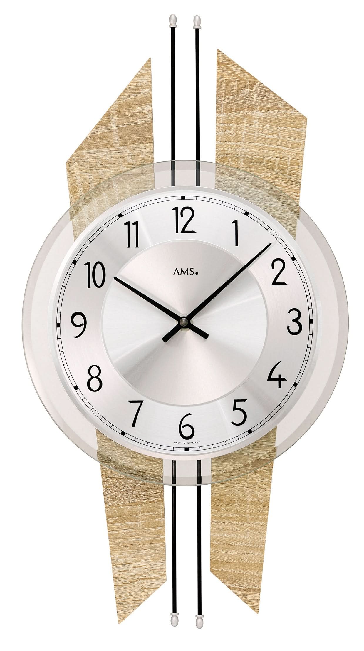 AMS Wall Clock 40x40x5 cm Wood • Precise Radio-Controlled Movement • Modern Design