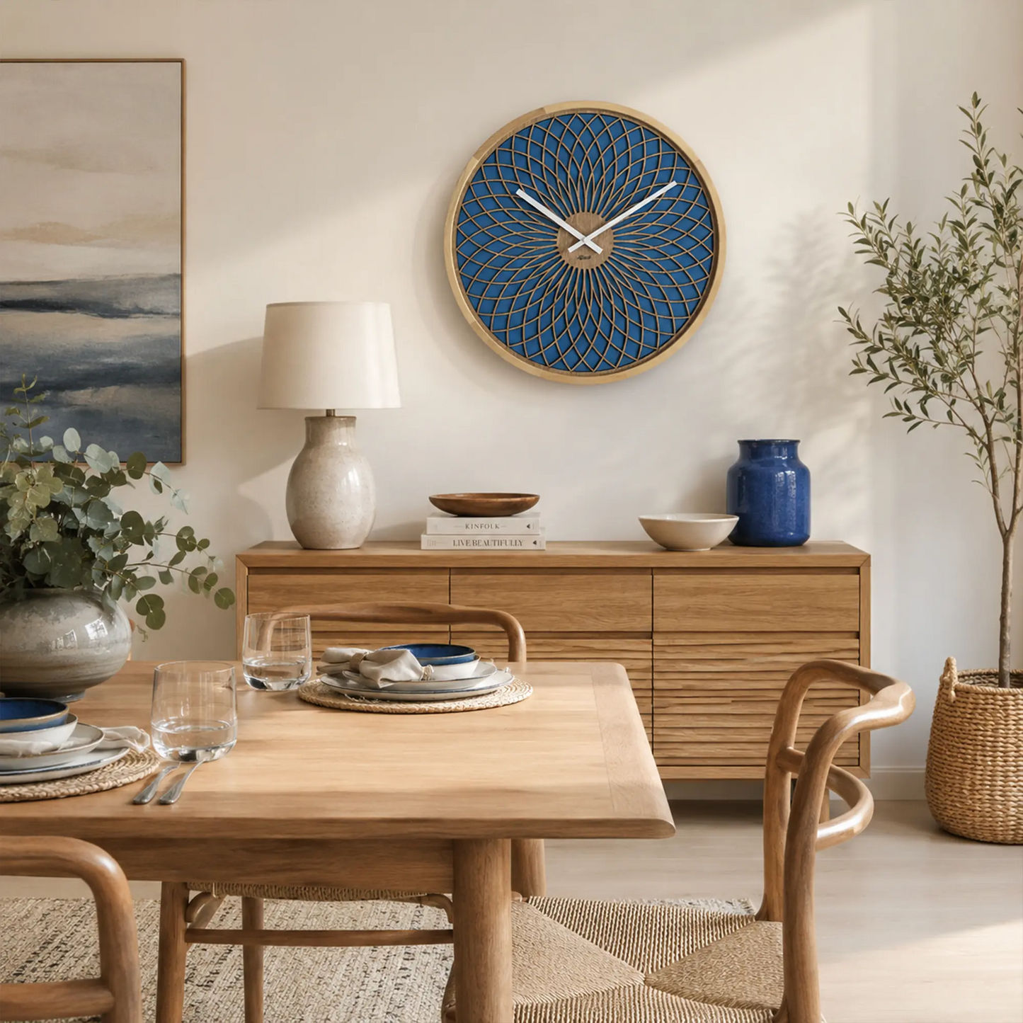Hermle Wall Clock 50 cm Ø Wood • Modern 3D Design • Precise Quartz Movement