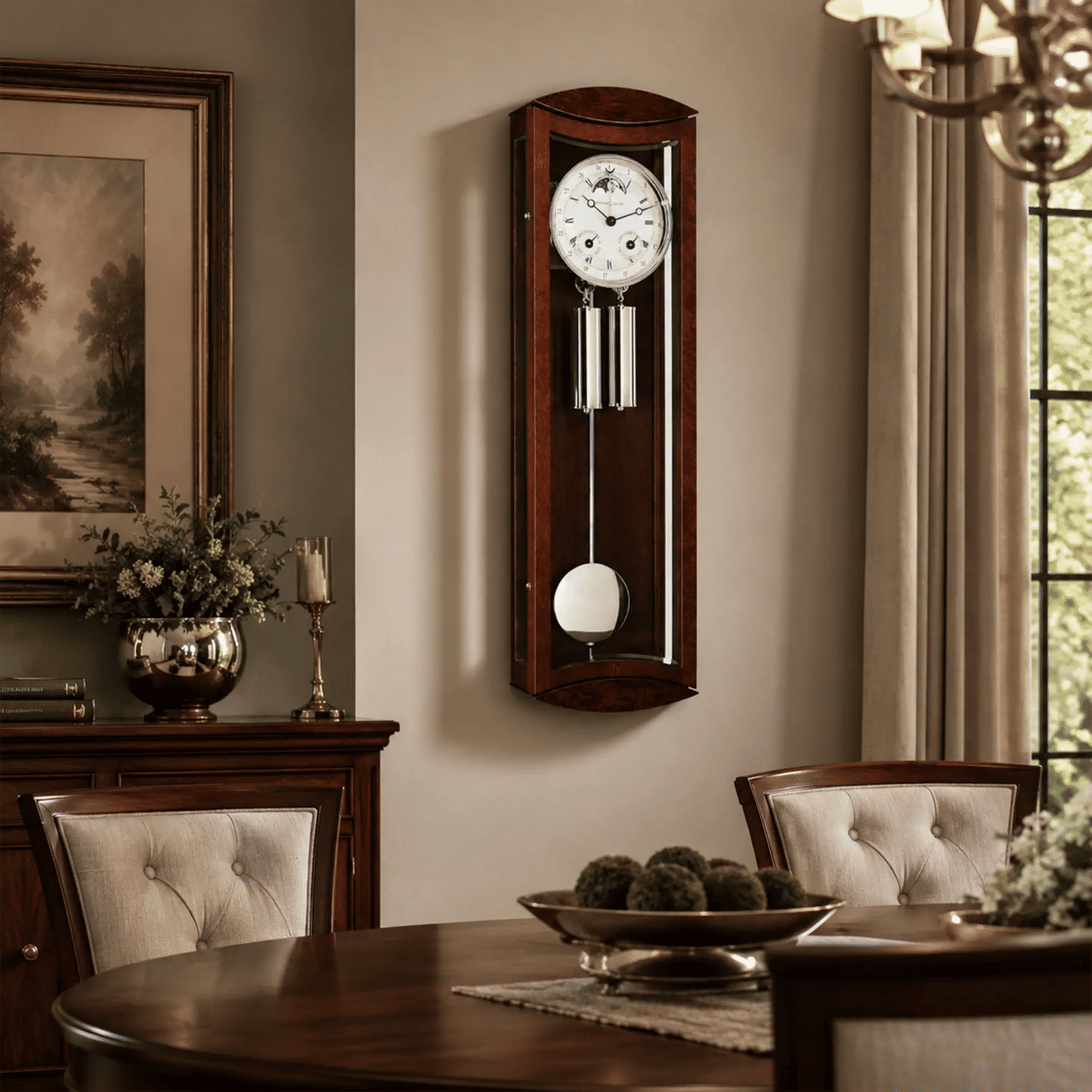 Hermle Wall Clock 70.5x22x11.5 cm Wood • Mechanical Movement • Moon Phase • Calendar