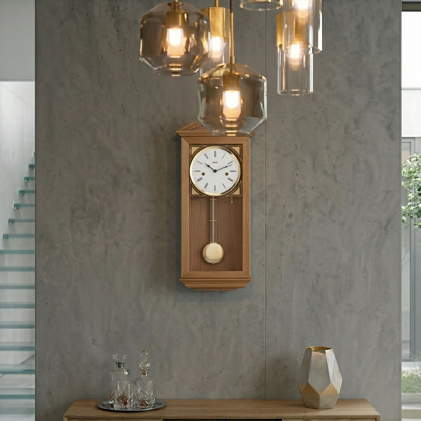 Hermle Wall Clock 64x27.5x15 cm Wood • Half-hour Strike • Modern Design