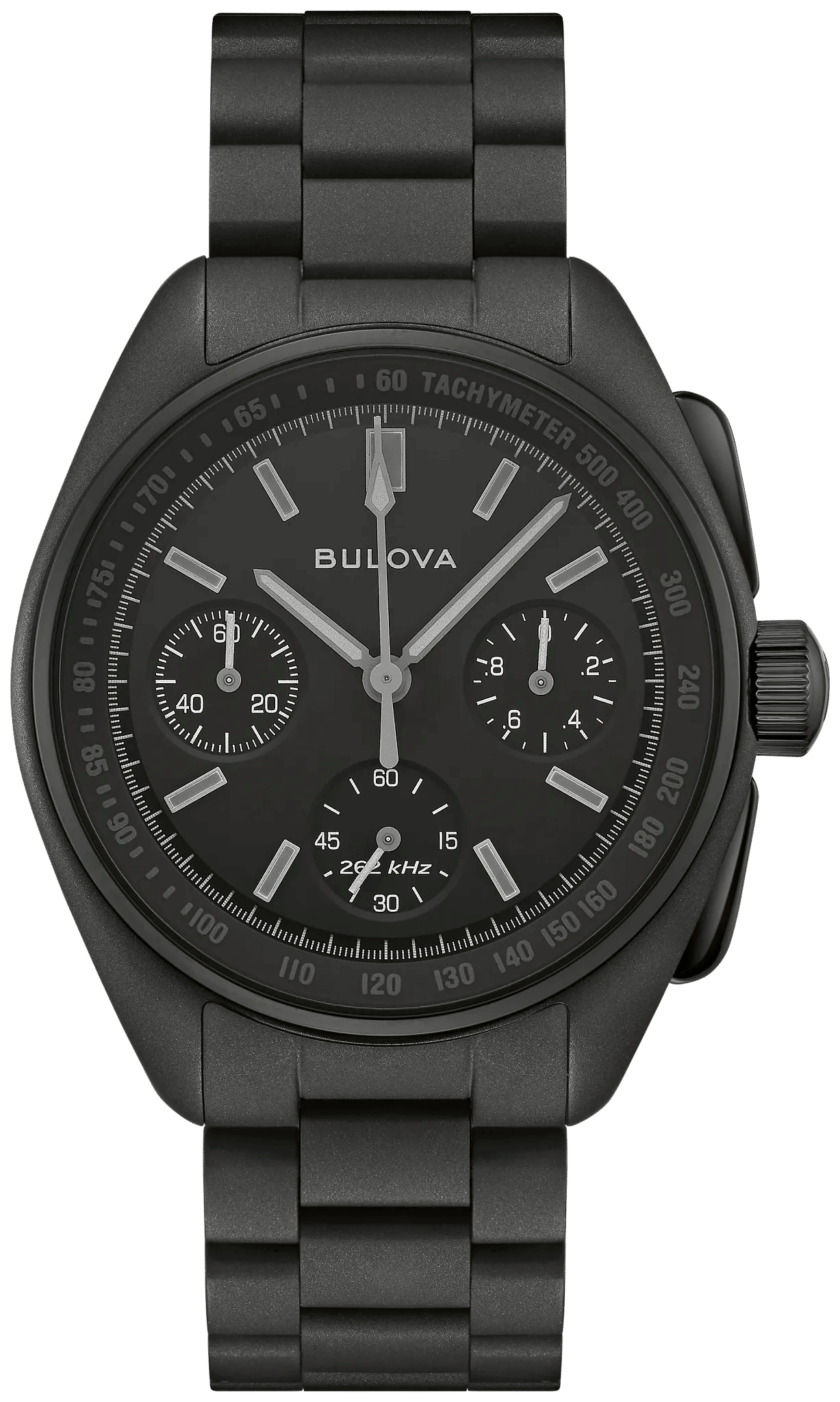 Bulova Herrenuhr Chronograph mit schwarzem Zifferblatt, Tachymeter und 3 Hilfszifferblättern