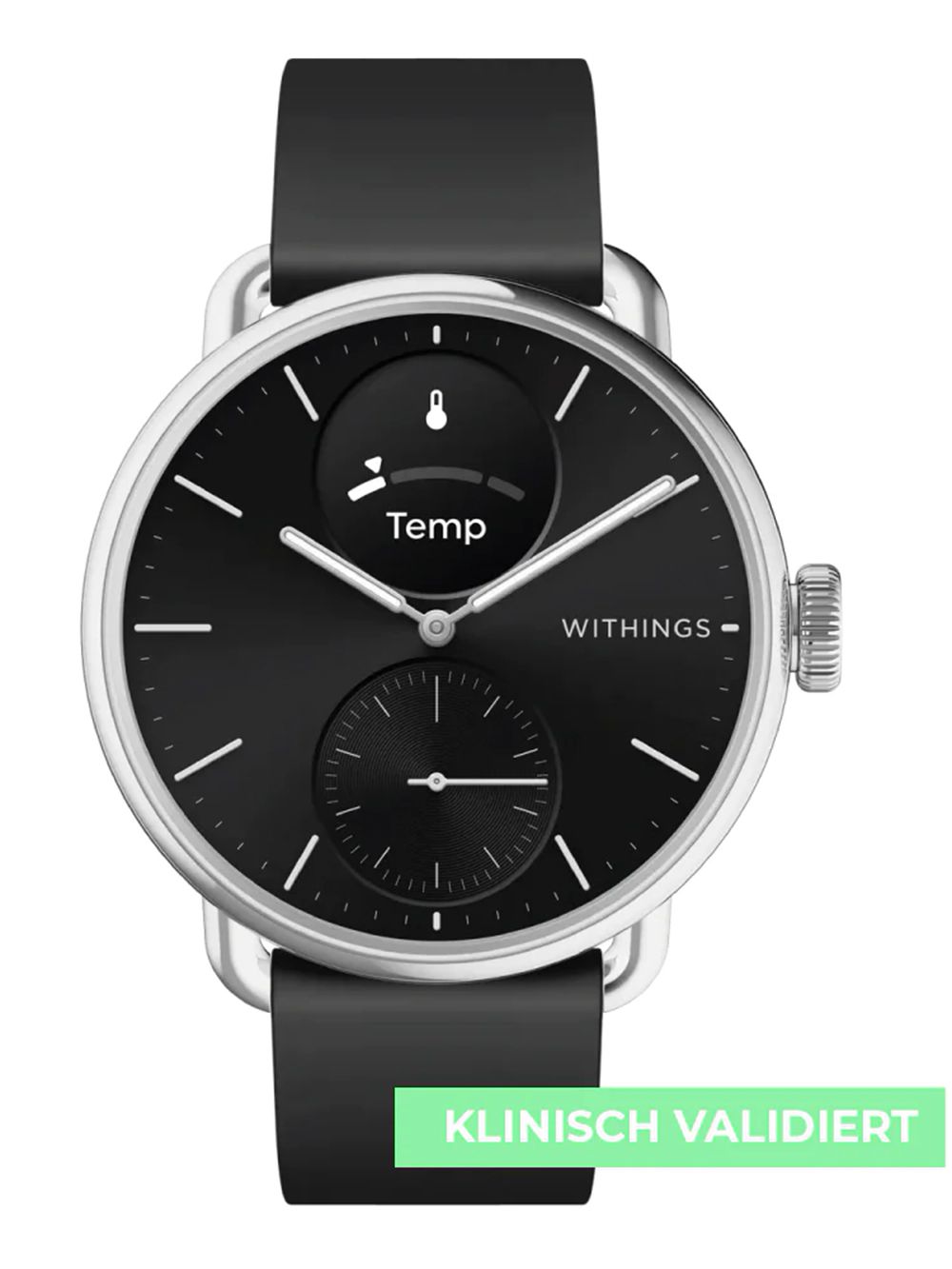 Withings ScanWatch 2 HWA10-model 1-All-Int Damen Schwarz • Hybrid-Smartwatch mit EKG • 30 Tage Akkulaufzeit, Bild 2