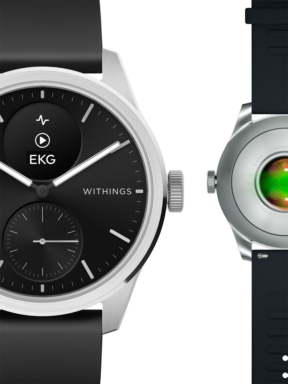 Withings ScanWatch 2 HWA10-model 4-All-Int Armbanduhr Schwarz • Hybrid-Smartwatch mit Saphirglas • 5 ATM Wasserdicht, Bild 4