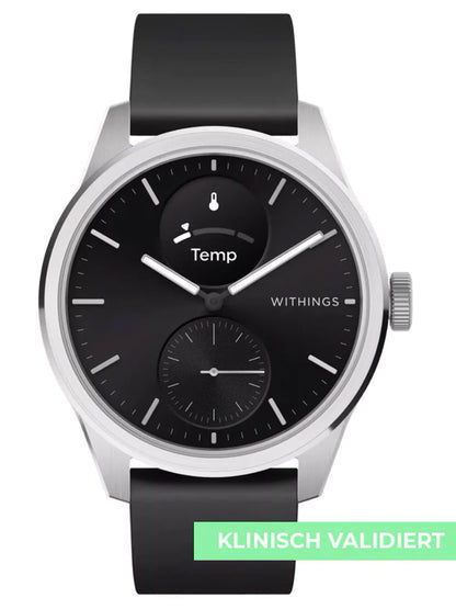 Withings ScanWatch 2 HWA10-model 4-All-Int Armbanduhr Schwarz • Hybrid-Smartwatch mit Saphirglas • 5 ATM Wasserdicht, Bild 2