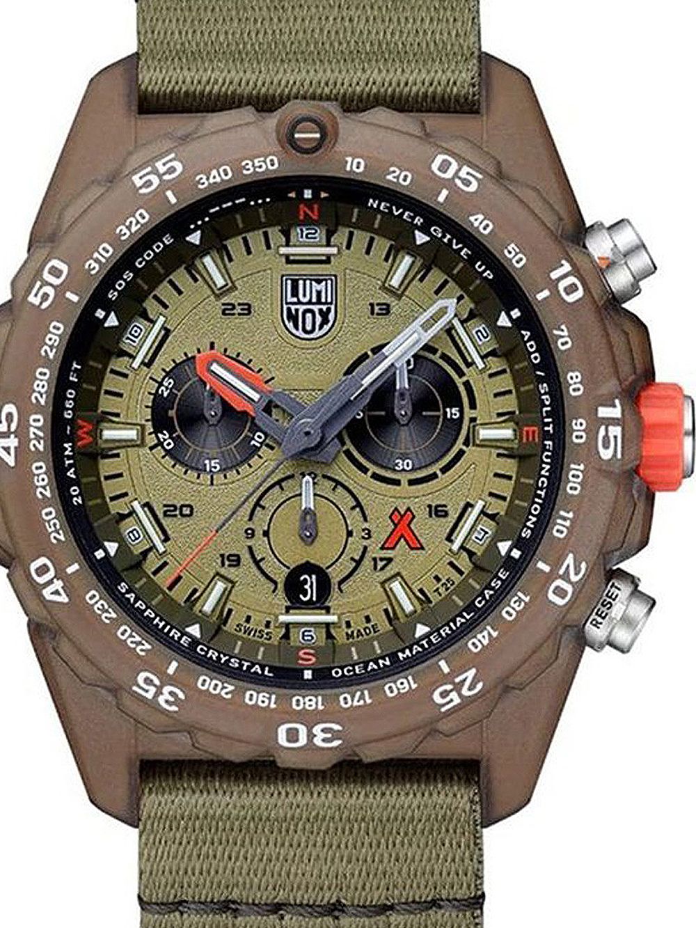 Luminox Bear Grylls Survival Eco Master XB.3757.ECO Herren Armbanduhr Grün • Saphirglas • Schweizer Chronograph