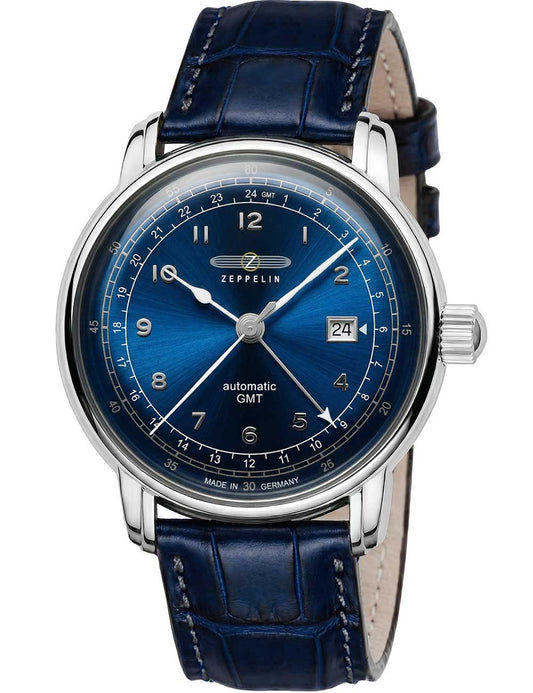 Zeppelin Los Angeles LZ126 7668-3 Herrenuhr Blau • Automatikwerk mit GMT • 5 ATM wasserdicht