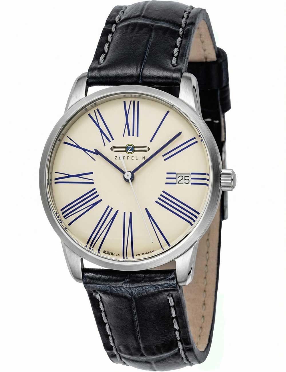 Zeppelin Flatline 8345-1 Herrenuhr Schwarz • Schlankes Quarzwerk • Klassisches Design