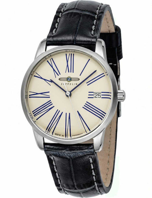 Zeppelin Flatline 8345-1 Herrenuhr Schwarz • Schlankes Quarzwerk • Klassisches Design