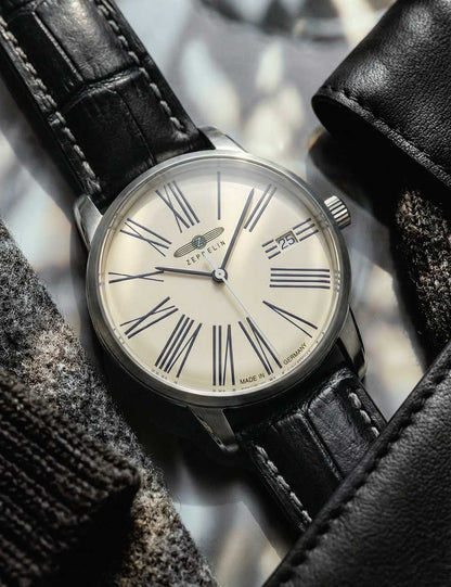 Zeppelin Flatline 8345-1 Herrenuhr Schwarz • Schlankes Quarzwerk • Klassisches Design, Bild 4