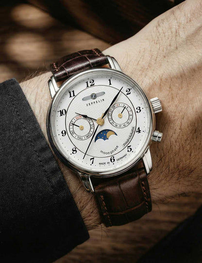 Zeppelin Friedrichshafen 8537-1 Damen Armbanduhr Weiß • Mondphasenanzeige • 5 ATM wasserdicht, Bild 3