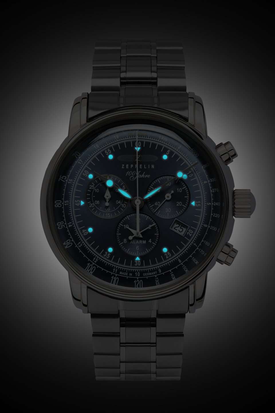 Zeppelin 100 Jahre Zeppelin 7680MB-3 Herrenuhr Blau • Schweizer Quarzchronograph • Milanaise-Metallarmband, Bild 2