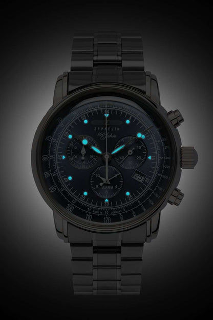 Zeppelin 100 Jahre Zeppelin 7680MB-3 Herrenuhr Blau • Schweizer Quarzchronograph • Milanaise-Metallarmband, Bild 2