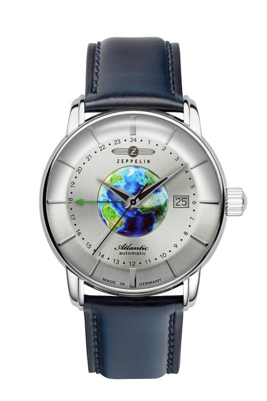 Zeppelin Atlantic 8468-1 Herrenuhr Silber • Automatik GMT Miyota 9075 • Made in Germany