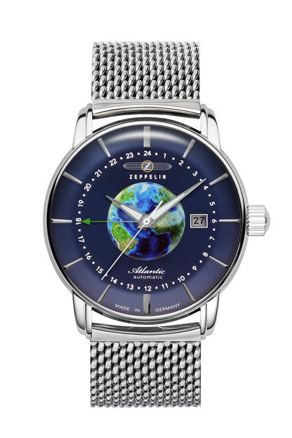 Zeppelin Atlantic 8468M3 Herren Armbanduhr Blau • Echte GMT-Funktion (Flyer-GMT) • Automatikwerk Miyota 9075