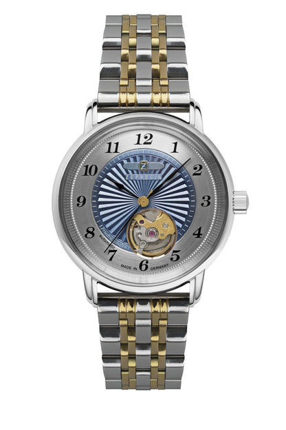 Zeppelin Friedrichshafen 8567M-3 Unisex Armbanduhr Bicolor • Open-Heart-Automatik • Miyota 90S5