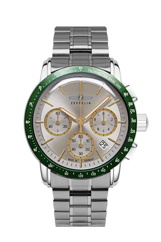 Zeppelin New York 8878MB-5 Herrenuhr Bicolor • Chronograph Miyota 6S20 • Mineralglas K1