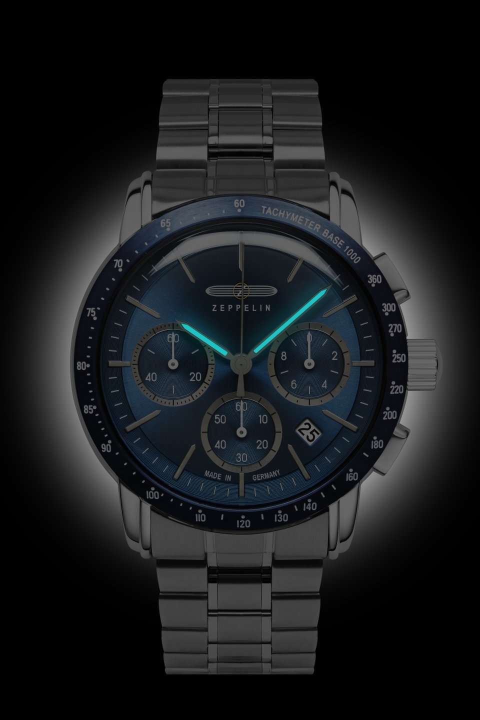 Zeppelin New York 8878MB-3 Herrenuhr Blau • Chronograph mit Tachymeter-Lünette • Made in Germany, Bild 2