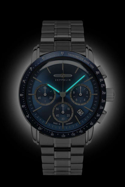 Zeppelin New York 8878MB-3 Herrenuhr Blau • Chronograph mit Tachymeter-Lünette • Made in Germany, Bild 2